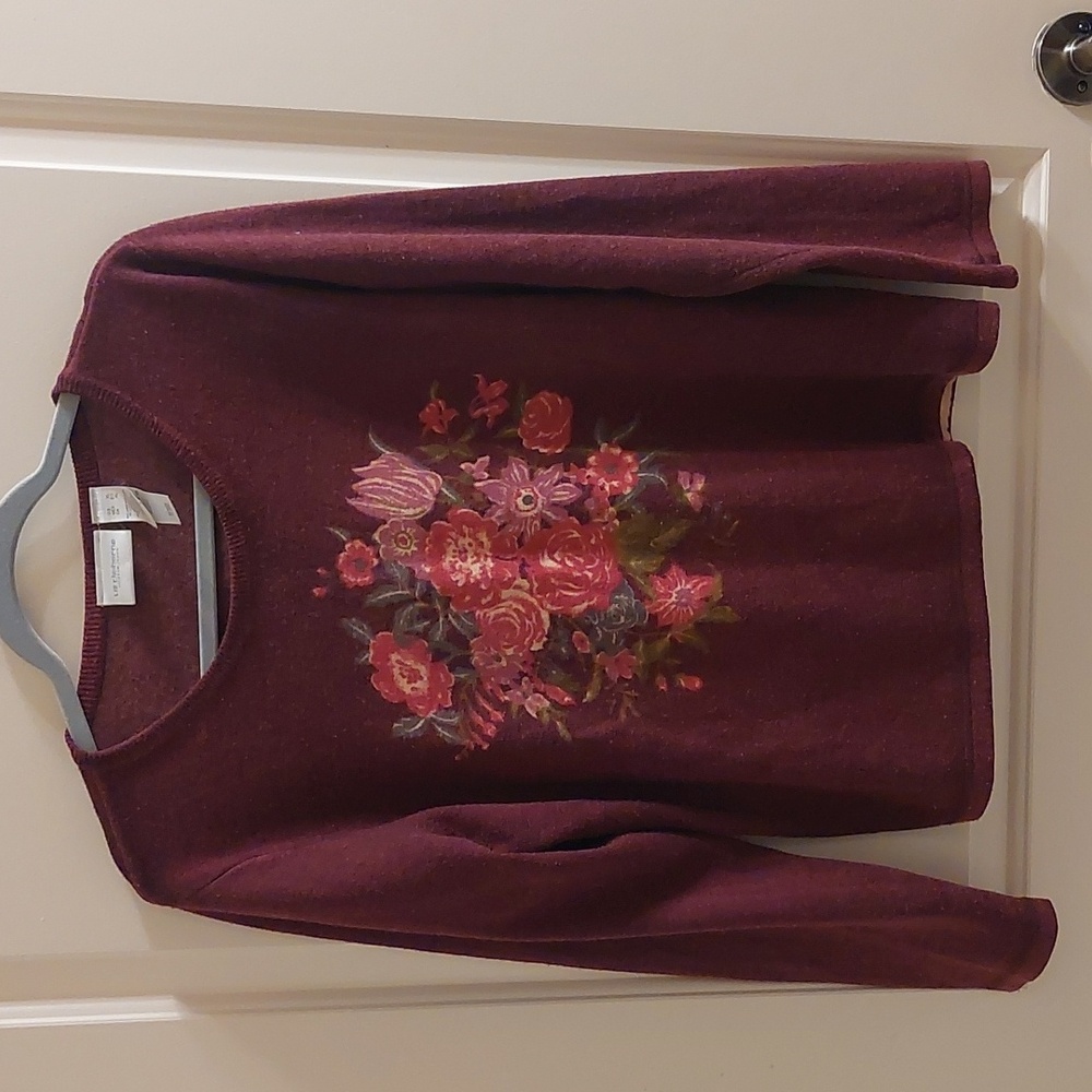 ***Liz Claiborne Lambs Floral Wool Blend Sweater